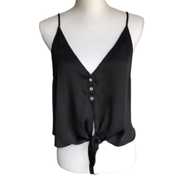 Free People Intimately Free Black Button-Down Tie Front Cami Top Medium - Picture 1 of 6